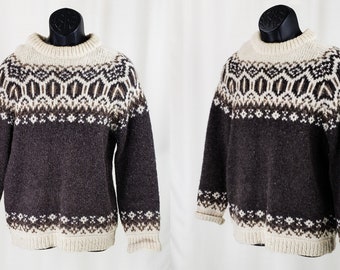 vintage années 1960 années 1970 Spelana Wool Pullover Sweater~Islandais Artic Spelsauwool~Fair Isle Nordic~ WARM Chest-38*