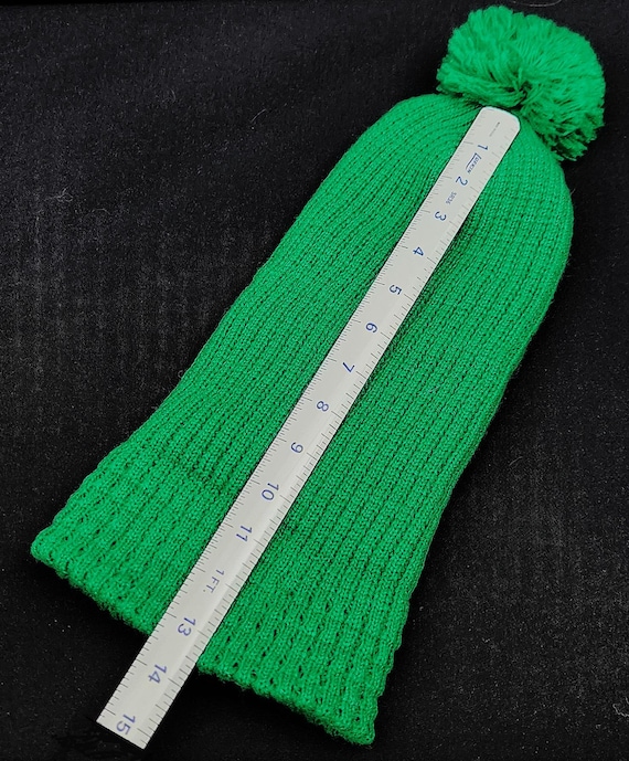 Vintage 80s Barsol Green Winter Beanie stocking hat View 2