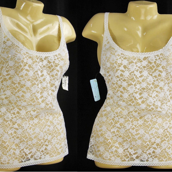 Vintage ~Alice Maloof~ Saks Fifth Avenue~ Bridal Bombshell Camisole Teddy top~ white lace~ honeymoon~ NOS/NWT B34*