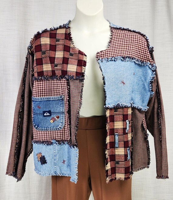 Handmade Patchwork Women's Full Sleeve Jacket Vin… - image 1