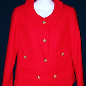 Vintage 60s 70s WHIPPETTE Jacket Coat Channel-style wool princess seams accent pockets and beltUSA Blue Union B36 image 1