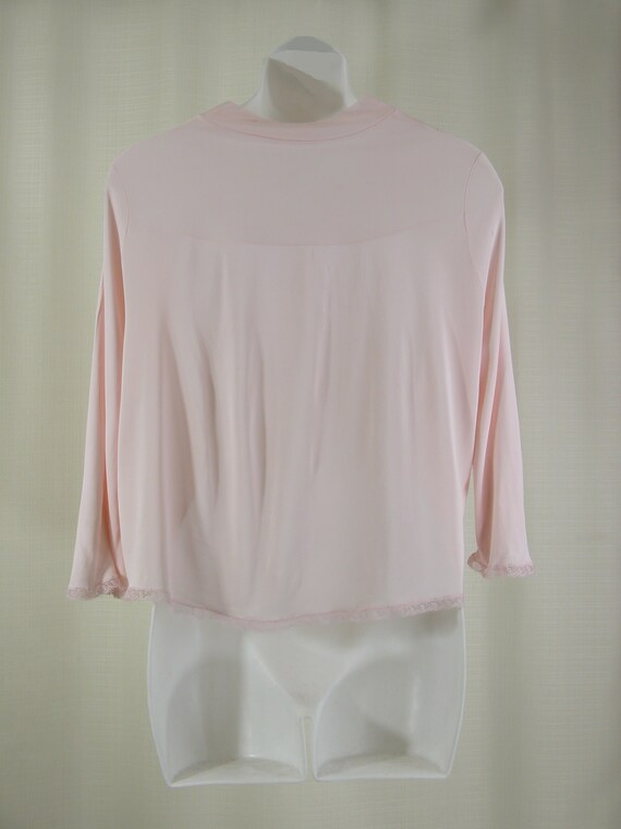 Vintage 1950s Lorraine Pink Nylon Bed Jacket Lace E… Gem