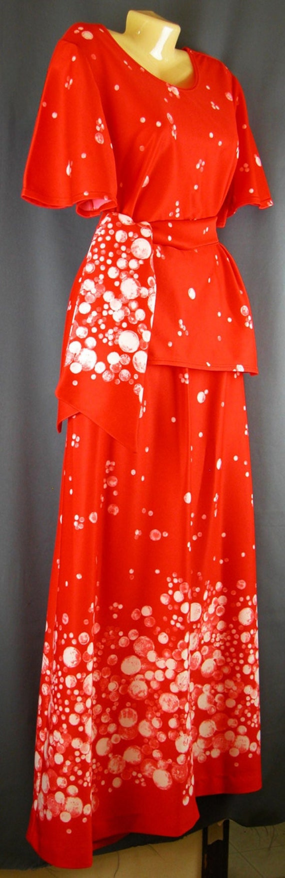 MOD 2 Piece maxi Dress Red op art large-extra larg
