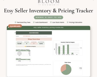 Etsy Seller Inventory & Pricing Tracker Spreadsheet, Itemized Fee Calculator, Google Sheets Excel Template, Small Business Digital Download