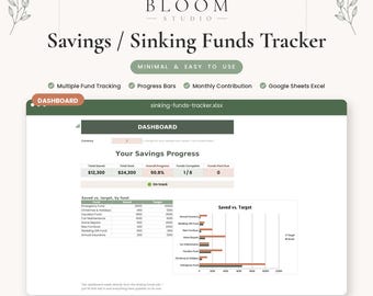 Sinking Funds Tracker Spreadsheet, Multiple Savings Goals Planner, Google Sheets Excel Template, Budget Savings Digital Download