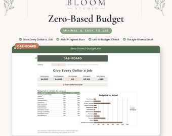 Zero-Based Budget Spreadsheet, Give Every Dollar a Job Planner, Google Sheets Excel Template, Monthly Budget Digital Download