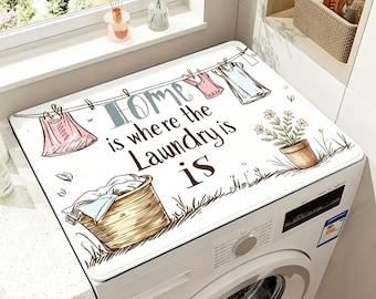 Washing Machine Dust Proof Cover Mat 20x24In, Anti‑Slip Waterproof Top Protector Pad, Reusable Dust Resistant Mat for Laundry Washer Dryer