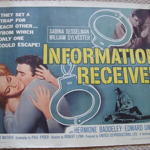 Póster original de la película en color de 1962, información recibida, ideal para cafetería, bar, barista, papel grueso, envío gratuito al Reino Unido