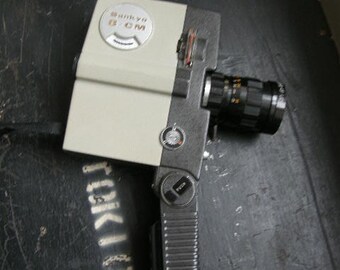 Vintage 8mm sankyo movie camera folding handle nice condition nice design, shop or cafe display Free uk postage