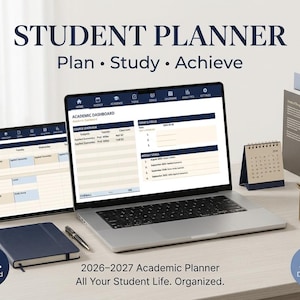 Digital Student Planner 2026 2027, Academic GoodNotes Planner, College Student iPad Planner, Hyperlinked Student Life Dashboard PDF