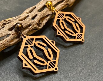 Art Deco Anaphase earrings, gold or gunmetal ear wires