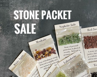 SALE - Crystal stone packets, spiritual metaphysical rocks, healing stones, altar crystals, meditation rocks, prayer stones