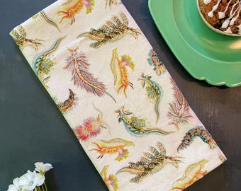 Sea Slug Tea Towel: Nudibranch Cotton Linen Kitchen Decor