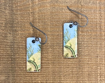 Handmade Enamel Lizard Earrings: Sterling Silver Ear Wires
