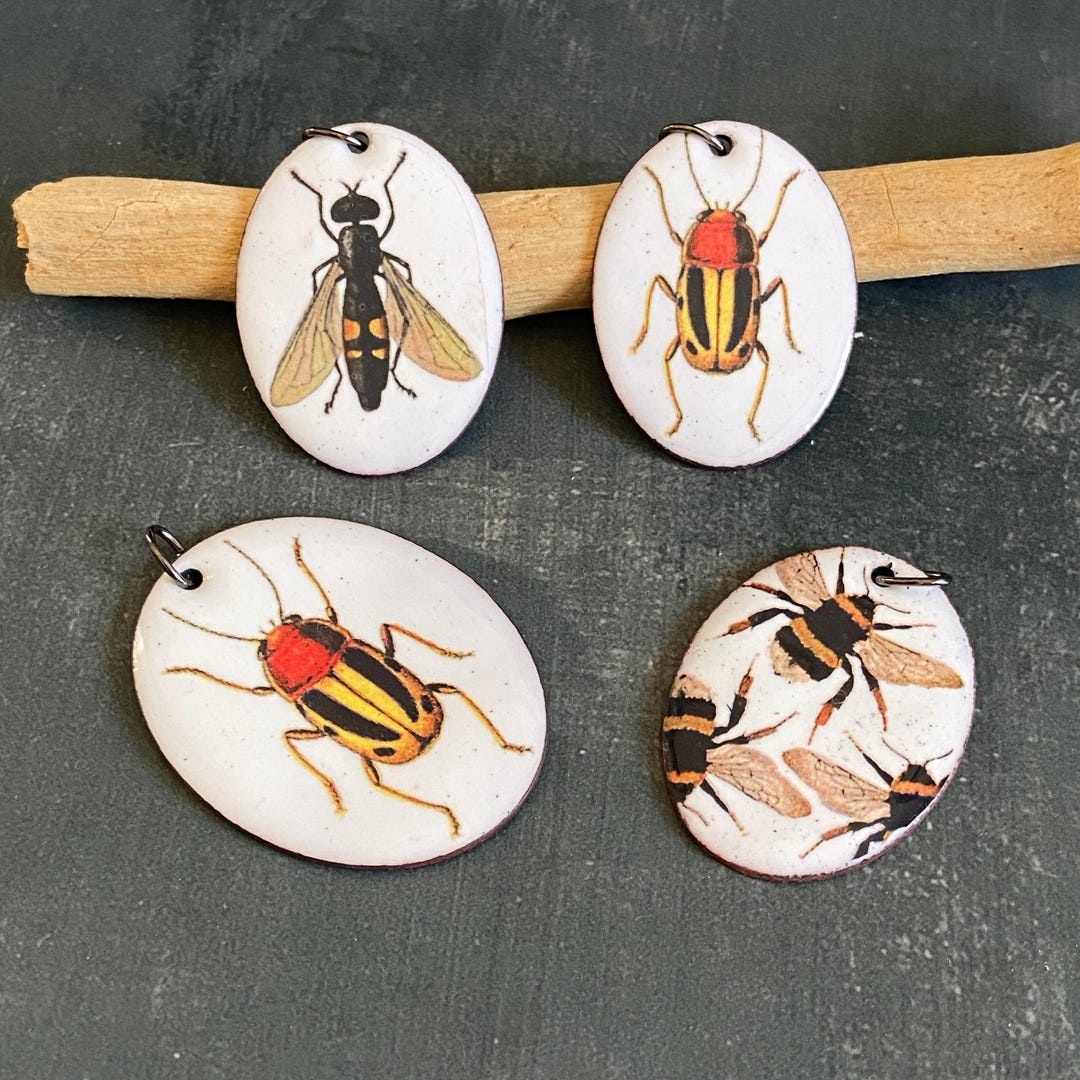 Flying Insect Pendent Enameled Insect Pendants: Beetle, Fly, Bumble Bees. Quirky Fun Nature ...
