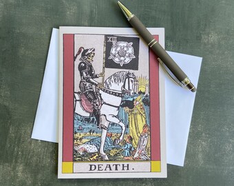 Death Rider-Waite greeting card,  5x7 inch blank card with backside description