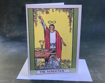 The Magician Rider-Waite greeting card,  5x7 inch blank card with backside description