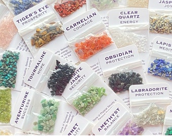 Crystal Chip Stone Packets: Mini Gemstone Assortment for Spells & Altars