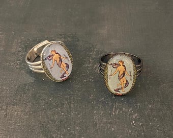 The World Tarot Card Ring: Silver or Gunmetal Plated, Adjustable