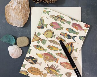 Fantastical Fish greeting card, 5x7 inch blank card, stationery
