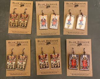 Tarot Earrings - SALE PIECES: Emperor, Hierophant, Hanged Man, Judgement