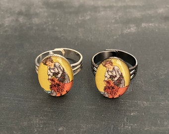 Strength Tarot Card Ring: Adjustable Silver Plated Brass