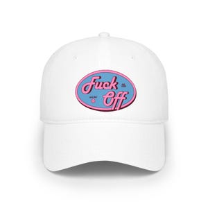 Fuck Off Pink Blue Patch Baseball Cap | Profanity Statement Hat