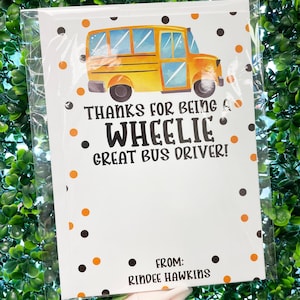 Personalized Bus Driver Thank You Card, Gift Card Holder