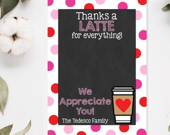 PRINTED Teacher Appreciation Gift Card Holder, Thanks A Latte, Just Wanted to Espresso, Personalized Gift Card Holder, Teacher Gift, Coffee