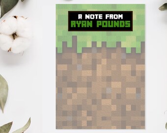 Mined Theme Personalized Notepad, Pixelated Mine Stationery,