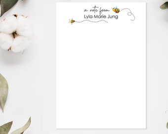 Personalized Bee Notepad, Custom Bee Stationery, Writing Pad, Teacher Appreciation Gift, Teacher Gift, Gift For Teacher, Bumblebee Mom Gift