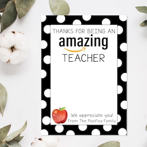 PRINTED Amazon Gift Card Holder, Thanks For Being So Amazing, Teacher Appreciation Gift Card Holder, Teacher Thank You Gift, Teacher Gift image 1