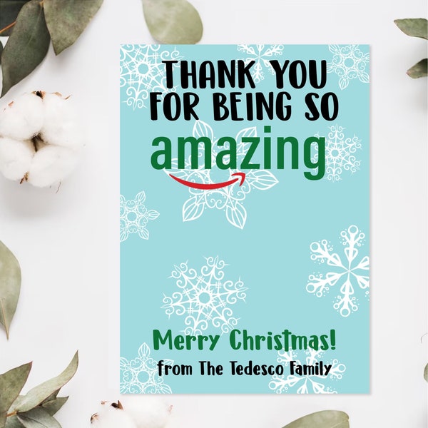 PRINTED Amazon Christmas Gift Card Holder, Thanks For Being So Amazing, Teacher Appreciation Gift Card Holder, Teacher Thank You Gift, Staff