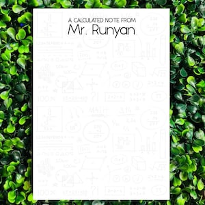 Personalized Math Teacher Notepad: Algebra Stationery Gift