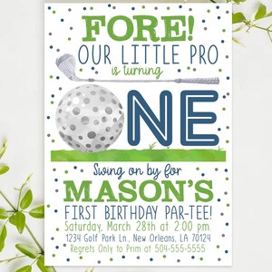 Golf Birthday Invitation, Hole In One Invitation, Golf Invitation, First Birthday Invitation, Boys Birthday Invitation, Our Little Pro