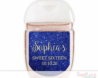 Quincea\u00f1era Sanitizer Labels Quincea\u00f1era Favors Labels Sweet Sixteen Birthday lLabels Sweet 16 Favors Labels Sweet 16 Sanitizer Labels