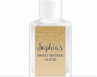 Quincea\u00f1era Sanitizer Labels Quincea\u00f1era Favors Labels Sweet Sixteen Birthday lLabels Sweet 16 Favors Labels Sweet 16 Sanitizer Labels