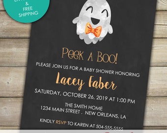Halloween Baby Shower Invitation Printable or Printed with | Etsy