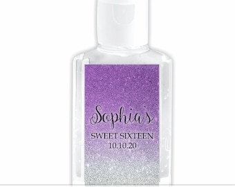 Quincea\u00f1era Sanitizer Labels Quincea\u00f1era Favors Labels Sweet Sixteen Birthday lLabels Sweet 16 Favors Labels Sweet 16 Sanitizer Labels