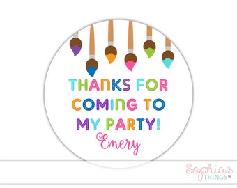Paint Party Thank You Tags, Art Party, Canvas Paint Party , Birthday Party Favor Tag, Craft Party, Kids Painting Party, Girl Boy Party Favor