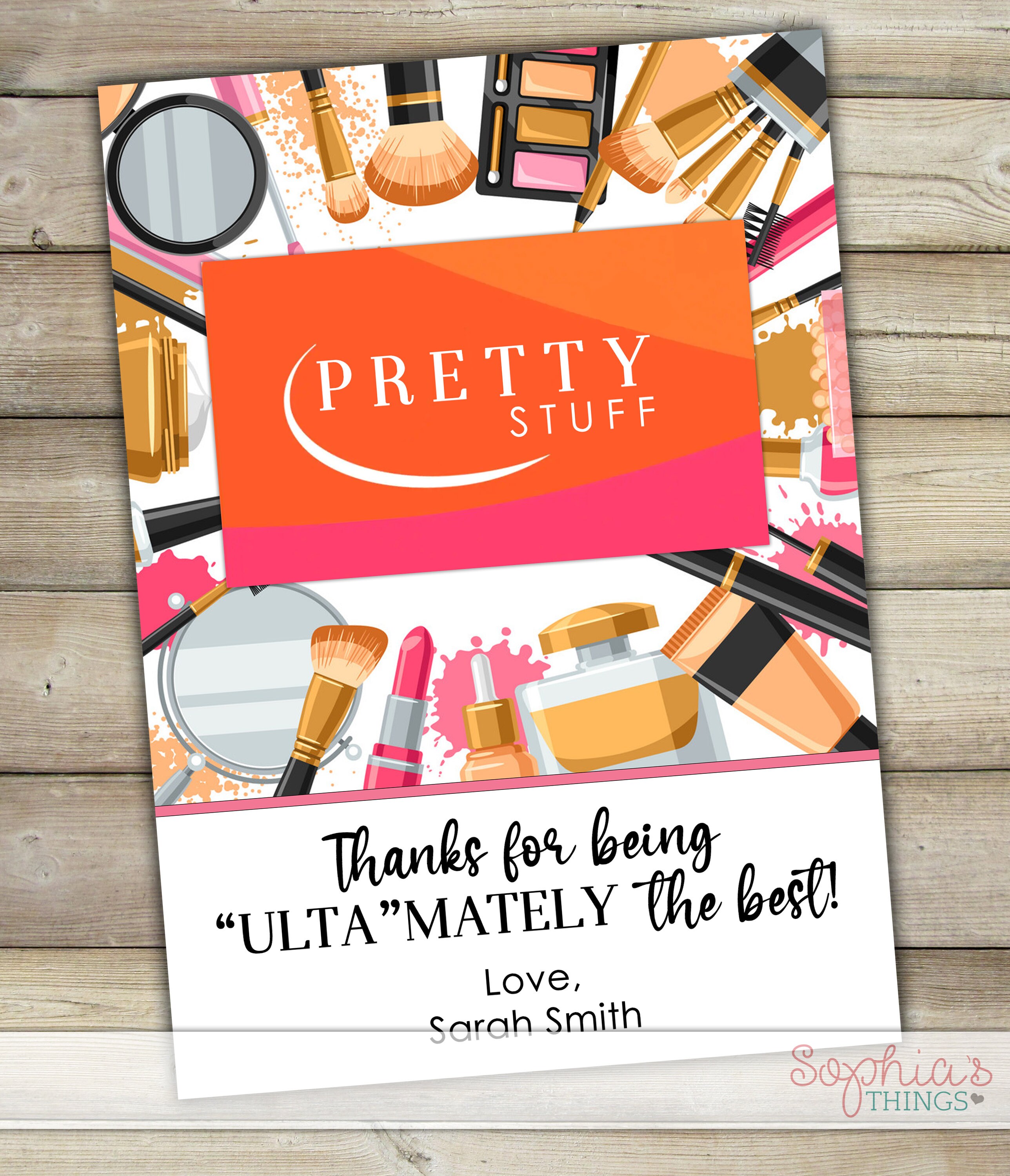 PRINTED Makeup Gift Card Holder Teacher Appreciation Teacher - Etsy