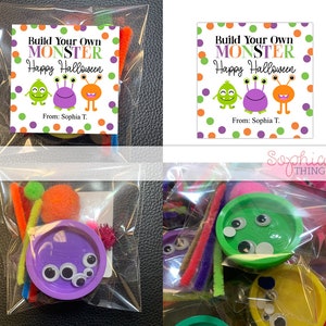 Halloween Monster Kits, Build Your Own Monster Kit, Halloween Treat Bags, Classroom Treat Bags, Halloween Kids Party Favors, SOLD IN SETS