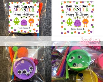 Halloween Monster Kits, Build Your Own Monster Kit, Halloween Treat Bags, Classroom Treat Bags, Halloween Kids Party Favors, SOLD IN SETS