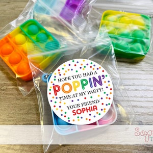 Birthday Party Pop Toy, Individually Packaged Pop Fidget Party Favors, Personalized Birthday Party Favor, Girl Boy Fidget Toy Keychain