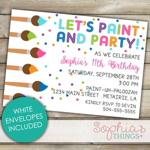 Paint Party Invitation, Paint Party Birthday Invitation, Art Birthday Party, Painting Theme Birthday Party Invitation, Art Party Invites