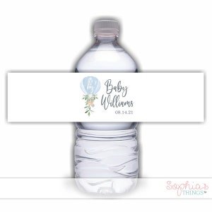It's A Boy Water Bottle Labels, WATERPROOF Baby Shower Water Bottle Wraps, Baby Sprinkle Watercolor Balloon LABELS ONLY