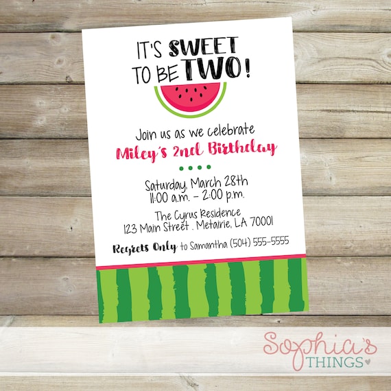watermelon theme birthday party invitation it s sweet to etsy