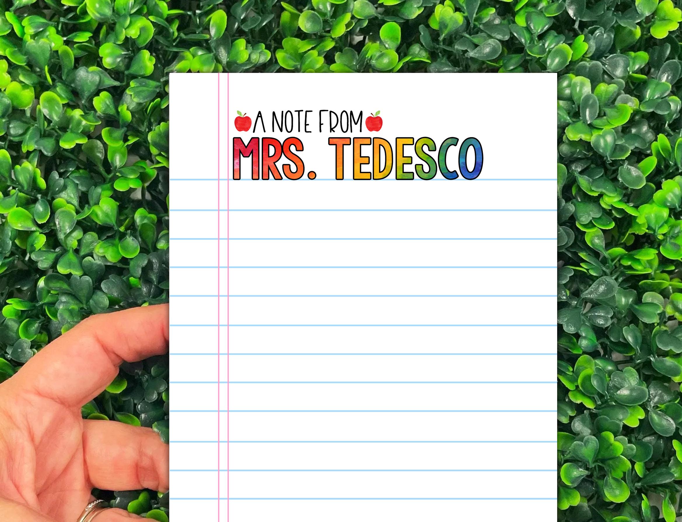 Personalized Teacher Notepad, Custom Teacher Writing Pad, Teacher Appreciation Gift, Gift For Teacher, Back To School End of Year Stationery