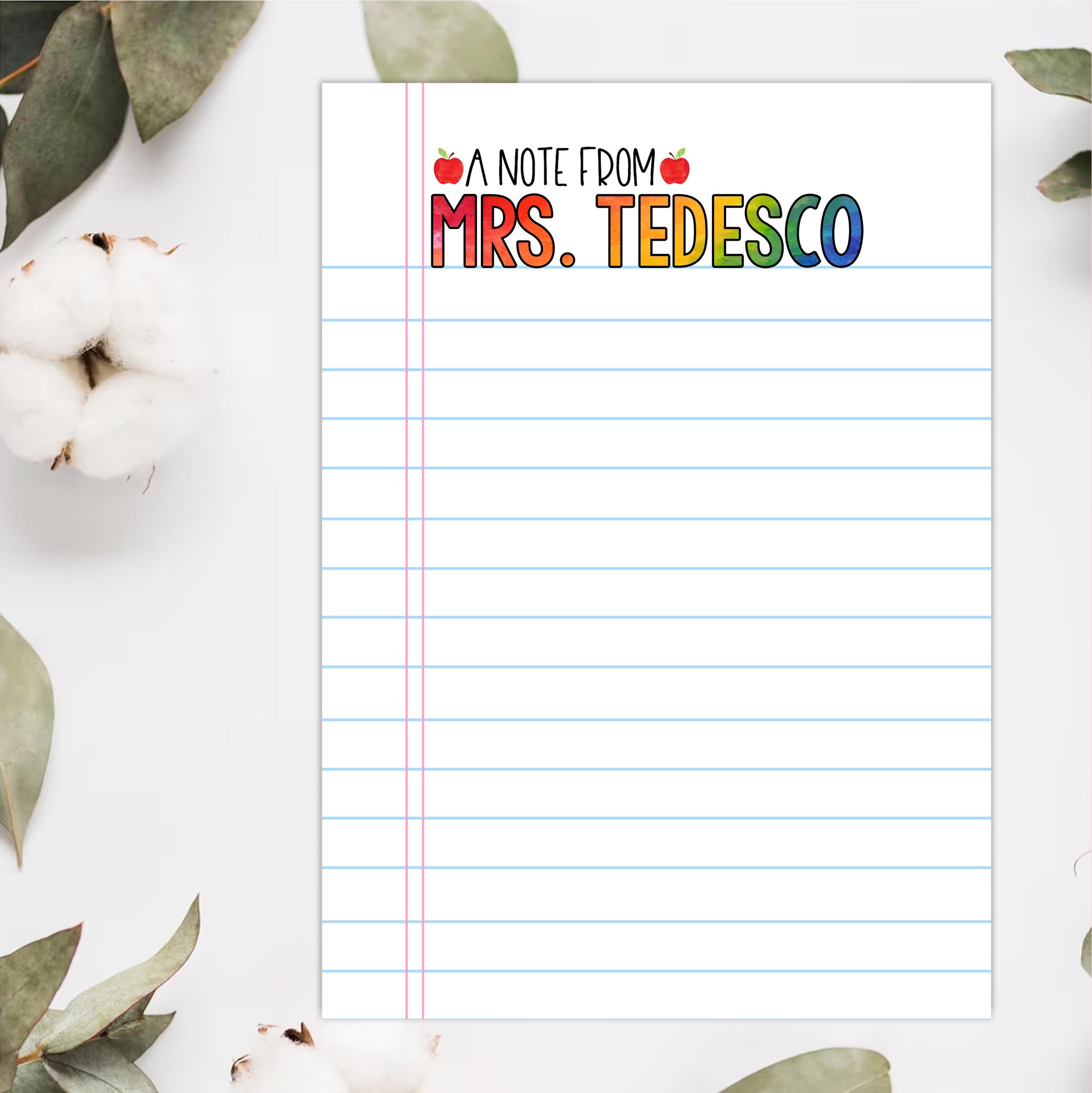 Personalized Teacher Notepad, Custom Teacher Writing Pad, Teacher Appreciation Gift, Gift For Teacher, Back To School End of Year Stationery