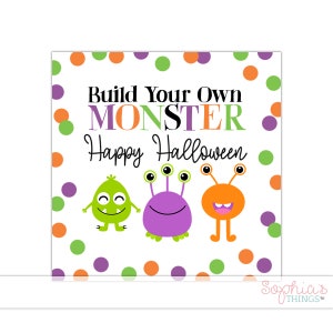 Halloween Monster Kits, Build Your Own Monster Kit, Halloween Treat Bags, Classroom Treat Bags, Halloween Kids Party Favors, SOLD IN SETS No Personalization